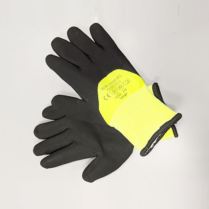 Black Micro Foam Nitrile ¾ Coated Hi Visibility Yellow Winter Gloves